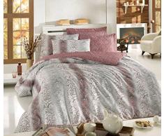 Cotton Box Bettwäsche-Set für Doppelbett, Satin 200 x 200 cm Grey Salmon White