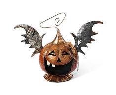 K&K Interiors 41083C Laterne mit Flügeln, Metall, 40,6 cm, Orange