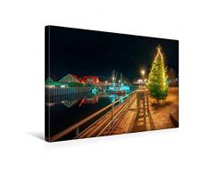 Premium Textil-Leinwand 45 cm x 30 cm quer Weihnachtsbaum am alten Hafen in Hooksiel