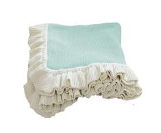 RuiJing Strickdecke aus 100% Baumwolle, gestrickt, Rüschen, Patchwork-Decke 51x63 grün