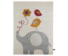 benuta Kinderteppich Birdies and Elephant Orange 160x230 cm | Teppich für Spiel- und Kinderzimmer