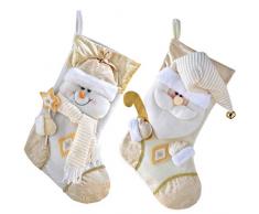 WeRChristmas Weihnachtsstrumpf, Schneemann, 49 cm, cremefarben/goldfarben