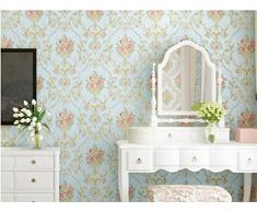 Geprägt Vintage Floral Kontakt Papier, Selbstklebend, Nicht-Gewebte Tapete für Wohnzimmer Schlafzimmer Küche Badezimmer Wand Decor (Lake Blue, 52,9 cm von 9.8 Füße)