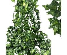 Miss Bloom Künstliche Girlanden aus grünen Blättern, 12er-Pack, 213,4 m Efeu