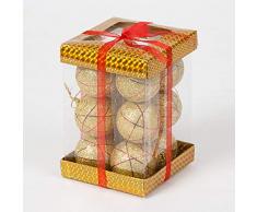 SHATCHI 12 x Christbaumkugeln zum Aufhängen, weicher Schaumstoff, glitzernd, verziert, bruchsicher, Christbaumschmuck, Tischdekoration, Gold, 4 cm