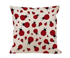 HGOD DESIGNS Marienkäfer Kissen, Dekorativer Überwurf-Kissen Marienkäfer Nahtlose Muster Kissen Baumwolle Leinen Outdoor Indoor Quadratisch Kissen für Home Sofa Couch 45,7 x 45,7 cm Rot