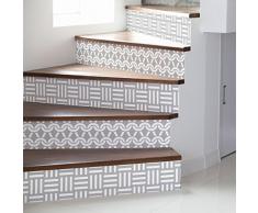Aufkleber Treppe Fliesen | Sticker Selbstklebend contremarche kariert von Zement - Sticker contremarche Fliesen | Treppe kariert von Zement Klebeband - AZULEJOS - 15 x 105 cm - 2 Streifen