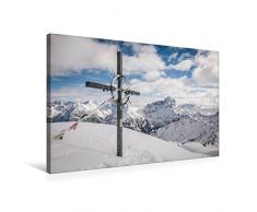 Calvendo Premium Textil-Leinwand 75 cm x 50 cm quer, Gipfelkreuz GrÃ¼nhorn - Kleinwalsertal | Wandbild, Bild auf Keilrahmen, Fertigbild auf echter Leinwand. Kleinwalsertal - Ãsterreich Natur Natur