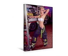 Calvendo Premium Textil-Leinwand 30 cm x 45 cm hoch, Sexy Feuerwehrfrau | Wandbild, Bild auf Keilrahmen, Fertigbild auf Echter Leinwand, Leinwanddruck Menschen Menschen
