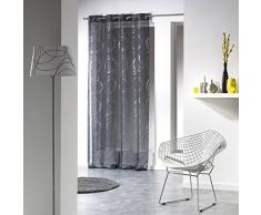 Douceur DIntérieur - 1623654, Gardine Mit Osen, 140 X 240 cm, Bully, Voile Bedruckt Silber, Grau