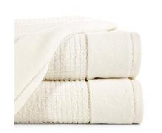 Eurofirany Handtuch Baumwolle Creme Metallnaht Frottee Bordüre Exklusive Set 3-er Pack Oeko-Tex, 70X140 cm, 3