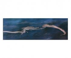 Panoramabild auf Leinwand und Keilrahmen 150x50cm Meer Wasser Ãl Schlieren