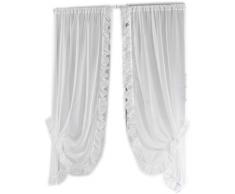 Linder 0390/10/501 Bonne Femme Vorhang für Gardinenstangen, einfarbig, Leinen, Weiß, 2 Stück, 95X210
