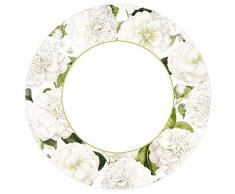 Caspari Entertaining mit Camellia Garten Abendessen Teller, Papier, elfenbeinfarben, 25,4 x 3 x 25,4 cm