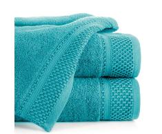 Eurofirany Carlo Badehandtuch Set Handtuch Saunahandtuch Muster – Saugstark, 100% Baumwolle 580g/m², Hochqualitativ, 3er und 6er Pack, Türkis, 70X140cm, 3