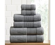 Amrapur Overseas Handtuch-Set, 100 % gekämmte Baumwolle 6-Piece anthrazit