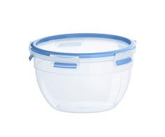 Emsa N1011400 Clip & Close Frischhaltedose rund (Fassungsvermögen: 2,6 Liter, Clip-Verschluss, Kunststoff) Transparent/Blau