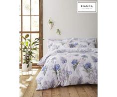 Bianca Bettwäsche-Set für Doppelbett, Baumwolle, Botanisches Design, Baumwolle, weiß/blau, Super King Size