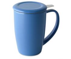 Forlife Teetasse mit Teesieb und Deckel, 425 ml, Blau