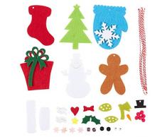 Juvale 6-teiliges Filz-Applikationsset – DIY Spaß für Kinder und Erwachsene gleichermaßen – Nähen oder Kleben – inkl. Weihnachtsbaum, Geschenk, Schneemann, Weihnachtsstrumpf, Lebkuchenmann, Fäustlinge