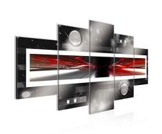 Bilder Abstrakt Wandbild 200 x 100 cm Vlies - Leinwand Bild XXL Format Wandbilder Wohnzimmer Wohnung Deko Kunstdrucke Rot 5 Teilig - MADE IN GERMANY - Fertig zum Aufhängen 101951a