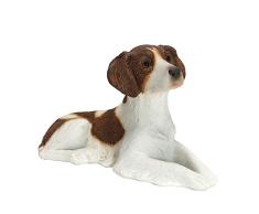 Sandicast Skulptur Bretagne Spaniel, klein, Orange/Weiß