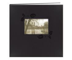 Pioneer Erinnerungsbuch mit geprägtem Kunstlederrahmen, 30,5 x 30,5 cm, Schwarz mit Blumenmuster Black Efeu