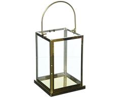 Deco 79 70074 Edelstahl Golden und Glas Kerze Laterne, Golden/transparent