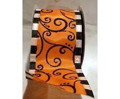 Reliant Ribbon Halloween Swirl Mix Wired Edge Band, orange/schwarz, 2-1/2 Inch X 10 Yards
