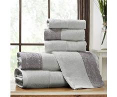 Amrapur Overseas Handtuch-Set mit Spitzensaum, 600 g/m², Silber/Anthrazit, 6-teilig