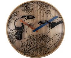 NeXtime Tropical Birds Wanduhr, Wood, Holz, 40 cm