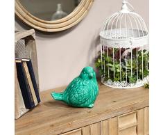 Urban Trends Keramik Dekofigur Vogel nach rechts Glanz Finish, türkis