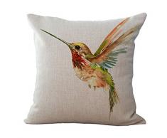 OebTrol Ölgemälde Vogel Kolibri Überwurf Kissenbezug Kissenhülle Deko Mischung aus Baumwolle Leinen Kissenbezug für Sofa 18 x 18 18X18 6