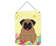 Carolines Treasures Ostereier Mops braun Metalldruck 12x16 Mehrfarbig