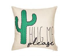 fjfz Bitte Hug Me Kaktus Funny Zitat Baumwolle/Leinen Home dekorativer Überwurf-Kissenbezug mit Worten Sofa Couch, 45,7 x 45,7 cm
