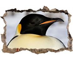 Pixxprint 3D_WD_S1292_62x42 eleganter Kaiserpinguin Wanddurchbruch 3D Wandtattoo, Vinyl, bunt, 62 x 42 x 0,02 cm
