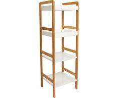 Premier Houseware Regal Bambus, 4-stöckig, Weiß