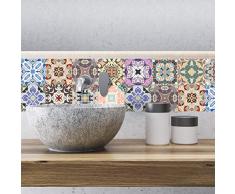 RoyalWallSkins Fliesenaufkleber 10,2 x 10,2 cm – Set von 16 – Selbstklebende Fliesenaufkleber zum Abziehen und Aufkleben für Backsplash Badezimmer Küche Zuhause Lorca Tad170602