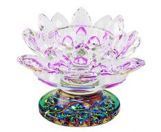 Walzer & F violett Kristall Lotus Blume Teelichthalter Aufsteller Dia ca. 11,4 cm