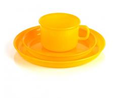 Kimmel Kindergedeck Geschirr bestehend aus Tasse, Untertasse und Teller, Kunststoff, Orange