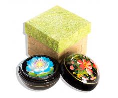 Seifenblume in Mangoholzbox, handgemacht, 8 x 8 x 8 cm, in Geschenkbox