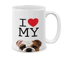 MUGBREW I Heart My American Pit Bull Puppy Hund weiß Keramik Kaffee Becher Tee Tasse, 11 oz I Love My English Bulldog