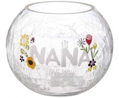 Pavilion Gift Company Nana Love Floral Runde Kerze, 12,7 cm, Craqueled-Glas-Teelichthalter