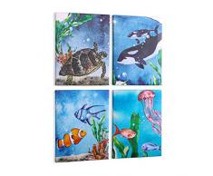 MHJY Leinwanddrucke, Wand-Dekoration, Leinwand, Gemälde mit Einhorn-Tieren, für Babyzimmer, Kinderzimmer, Wohnzimmer, Badezimmer, Wanddekoration, 20,3 x 25,4 cm, 4 Stück 8x10inch *4pcs(20x25cm*4pcs) Marine Life