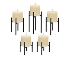 smtyle Kerzenhalter 5er Set Kerzenständer Kerzenständer Kerzenständer für Kaminzubehör mit schwarzem Eisen 3,5 Durchmesser ideal für Stumpenkerzen LED