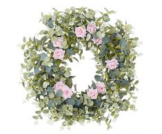 YILIYAJIA Künstliche Eukalyptusgirlande Grüne Weinreben Eukalyptusblätter mit Rose Hochzeit Hintergrund Wand Dekoration Bogen Outdoor für Zuhause Büro Tisch Außen Dekoration Rose