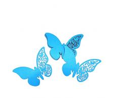 Tischkarten mit Klebepunkten von HaimoBurg, Wandaufkleber, Motiv: Schmetterling, für Hochzeit, Party, Taufe, 100 Stück blau