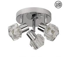 Britalia Pagani PAG1001LED Deckenstrahler, modern, rund, 240 V, 7,5 W, Chrom, poliert, 3 Stück