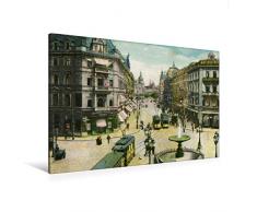 Premium Textil-Leinwand 120 x 80 cm Quer-Format Frankfurt am Main, Kaiserstraße mit Springbrunnen | Wandbild, HD-Bild auf Keilrahmen, Fertigbild auf hochwertigem Vlies, Leinwanddruck von Jens Siebert