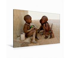 Premium Textil-Leinwand 120 x 80 cm Quer-Format Kinder de Himbas | Wandbild, HD-Bild auf Keilrahmen, Fertigbild auf hochwertigem Vlies, Leinwanddruck von Erika Müller